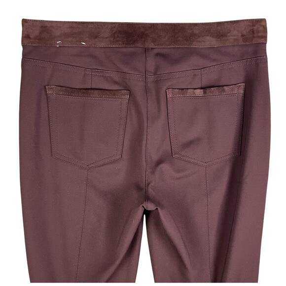 WHBM Genuine Suede & Ponte Knit The Legging  Women's 4  Side Zip Mid-Rise Brown - Picture 5 of 14
